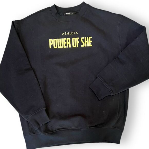 Athleta "Power of SHE" Black Crewneck Women's Sweatshirt Size XS Black Glitter - Picture 6 of 10